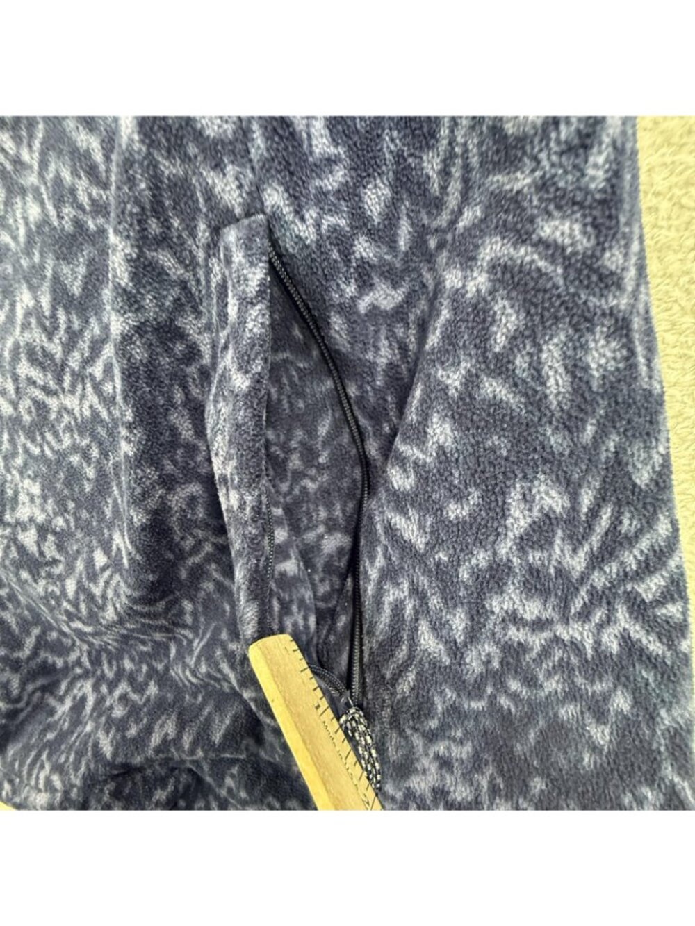 Columbia Coat Mens Medium Blue Fleece Long Pullover Funnel Neck Geometric AL2727 - Picture 7 of 16